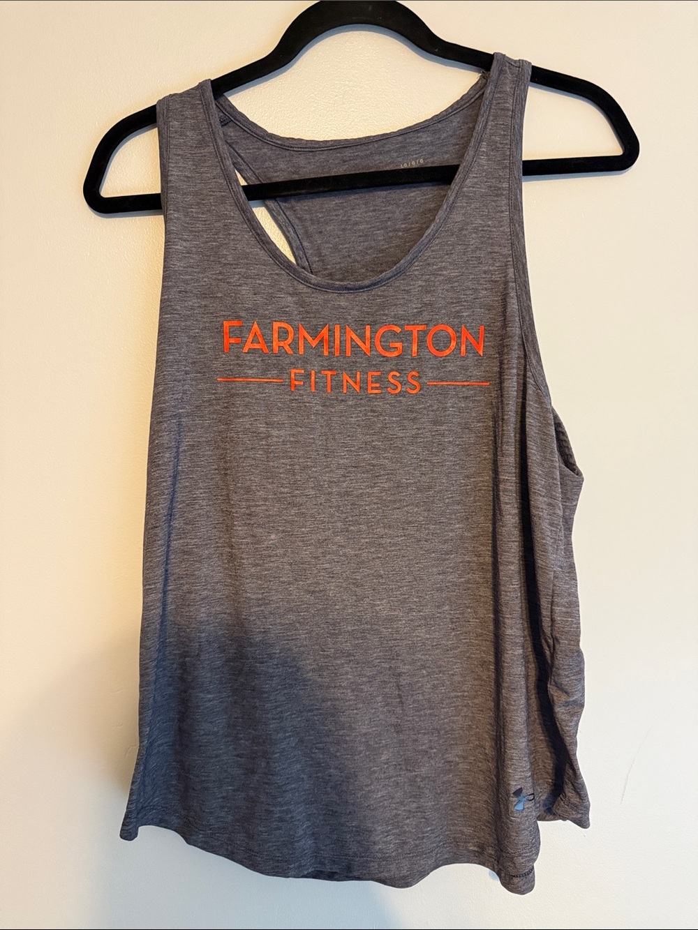 Under Armour Gray Racerback Tank with Orange Farmington Fitness Logo